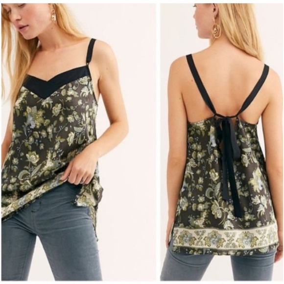 Intimately Free People Size XS Satin Cami Top Solstice Floral Camisole Summer - Picture 1 of 5